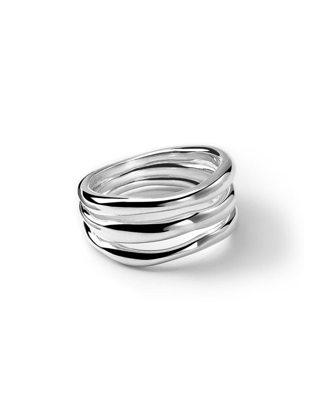 Triple Band Squiggle Ring in Sterling Silver